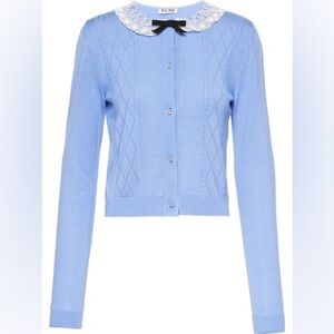 Women's Lace-collar Pointelle-knit Cashmere cardigan